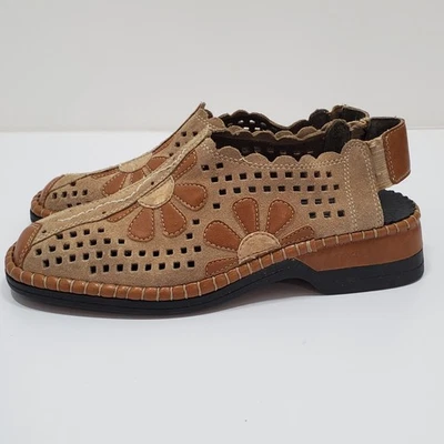 Zapato para caminar RIEKER antiestrés marrón tostado gamuza cuero floral cómodo talla UE 37 Foto 1 de 4