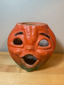 "De colección Halloween pulpa papel maché calabaza Jack-O-Lantern coro niño ~ 6 3/4""" - Imagen 1 de 12