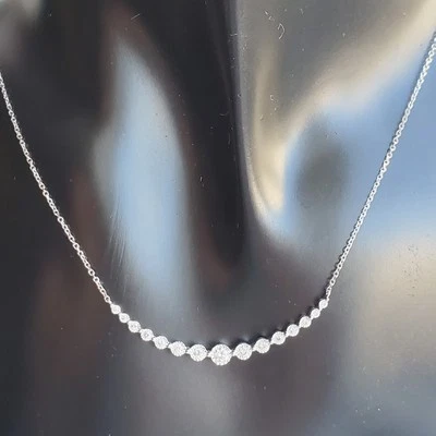 10K KAY JEWELERS SOLID WHITE GOLD DIAMOND 1/4CTTW CURVY BAR PENDANT NECKLACE-18" - Image 1 of 4