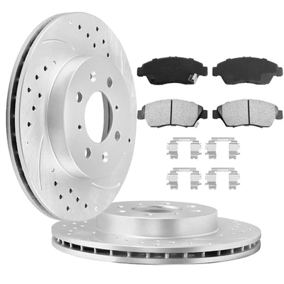 Front Drilled Rotors Brake Pads for 2012 2013 2014 2015- 2019 Nissan Versa Note - Imagem 1 de 4