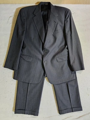 Austin Reed Signature 2 Pc Suit 100% Wool Grey Pin Striped Men's Size 44R 34x30 - Image 1 of 4