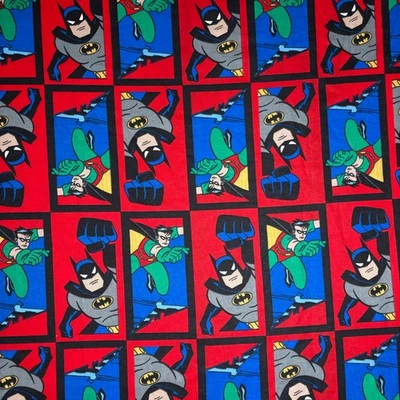 Ткань с принтом Batman & Robin, винтаж 90-х DC Comics лицензионный материал 59x66 винтажный - Изображение 1 из 4