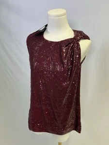 Halston Heritage Cynthia Sequined Top NWT Retail $375 Bordeaux Size XS - Picture 1 of 18