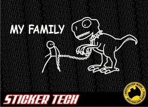 MY FAMILY DINOSAUR STICKER DECAL MADE TO SUIT 4X4 4WD UTE PICKUP TRUCK VW KOMBI - Picture 1 of 2