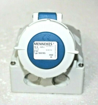 Mennekes 9301RS IP67 Blue Wall Mount 2P+ Industrial Power Socket - Image 1 of 4