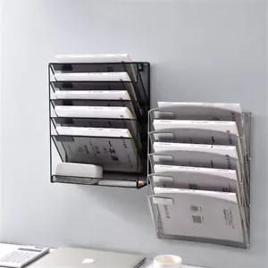 Magazine Newspaper Wall Mounted File Mail Storage Mesh Rack Metal Holder Hanging - Picture 1 of 10