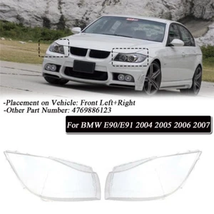 For BMW E90/E91 2004-2007 Pair Front Headlight Headlamp Clear Lens Cover Halogen - Bild 1 von 9