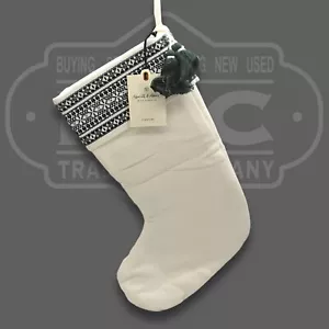 Hearth & Hand Magnolia White - Green embroidered Christmas Stocking Farm house - Picture 1 of 1