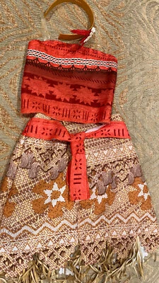 Отличный 3Pc Disney Moana 4-6 x юбка верхняя повязка на голову приключение наряд костюм платье вверх - Изображение 1 из 4