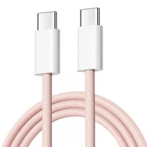 Cable Type-C / Type-C Charge Rapide 3A Nylon Renforce Rose 1M  Pour Smartphone X - Photo 1 sur 3