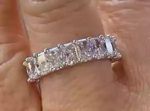 3Ct Lab Created Diamond Radiant Eternity Wedding Band Ring 14K White Gold Plated - Picture 1 of 5