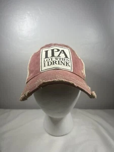 IPA Drinking Novelty Trucker Hat Vintage SnapBack Distressed Look Red Dad Cap - Picture 1 of 7