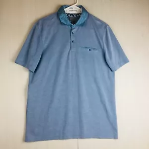 TED BAKER London Men's Blue Button Polo Short Sleeve Pocket Shirt Size 4 Small - Picture 1 of 11