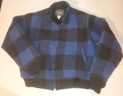 Vintage Woolrich Woman Blue/Black Buffalo Plaid Bomber Style Field Jacket Size L - Image 1 of 4