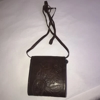 Leaders in Leather Tooled Crossbody Brown Purse Bag Paraguay - Image 1 of 4