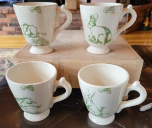 4-Bunny Toile/Elisabeth Trostli Andrea/Sadek/Ivory Green/Tea/CoffeeMugs-NIOB-11A - Picture 1 of 8