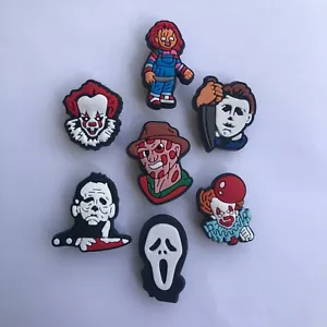 7 Horror Shoe Charms Scary Movie Accessories Fits Crocs Wristband Accessories - Picture 1 of 1