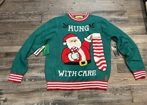 Tipsy Elves Herren Hung With Care Ugly Christmas Sweater Santa Stocking Gr. L Neu mit Etikett - Bild 1 von 6