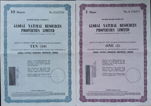 LOT OF 2 GLOBAL NATURAL RESOURCES PROPERTIES LIMITED