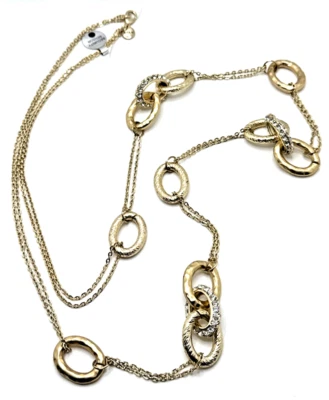 Новый ALFANI со стразами и золотистый станции ожерелье овальный текстурированные ссылки 42» новый без ЯРЛЫКОВ - Изображение 1 из 4