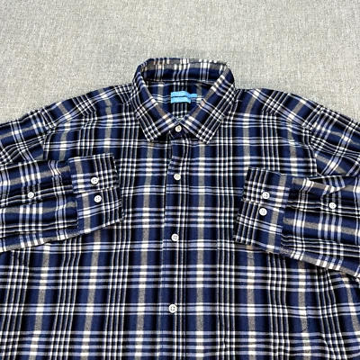 J Mclaughlin Button Shirt Mens Large Blue Plaid Long Sleeve - Image 1 of 4