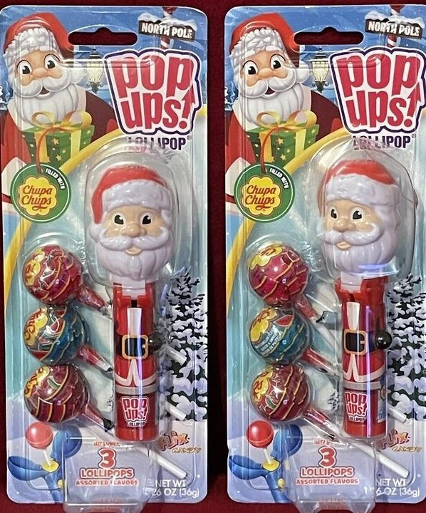 Santa Claus (2-PACK) Pop Ups Chupa Chups Lollipops  Watermelon Strawberry Cherry - Image 1 of 1