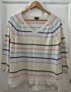 Suéter Talbots Talla Grande L Misses Mujer Manga 3/4 Multicolor Rayas - Imagen 1 de 16