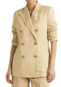Polo Ralph Lauren linen Twill Blazer double breasted butter vellow colour US 16 - Picture 1 of 5