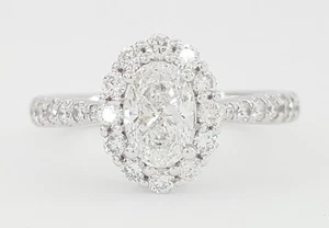 Ana M. 1.3 ct Oval Brilliant Cut Diamond Halo Engagement Ring 14k W Gold Rtl $8K - Picture 1 of 8