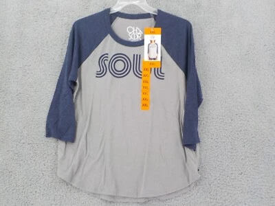 CAMISETA CHASER MUJER TALLA XXL "SOUL" CAMISETA BÉISBOL MANGA 3/4 RAGLÁN GRIS AZUL NUEVA CON ETIQUETAS Foto 1 de 4