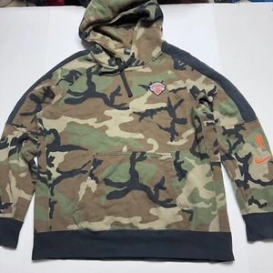 Nike New York Knicks Woodland Green Camo Terry Hoodie Size: Large (needs repair) - Picture 1 of 8