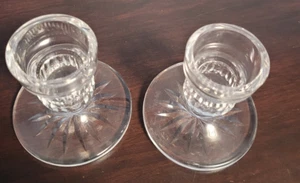 Pair Vintage Waterford Crystal Blarney Taper Candlesticks 3 1/4” - Picture 1 of 4
