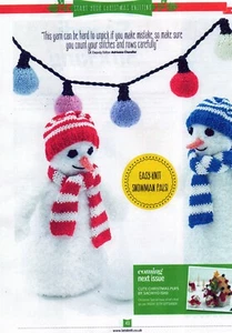 ~ Patrón de tejido festivo extraíble para lindos adornos o juguetes de muñeco de nieve ~ 9" de alto - Imagen 1 de 2