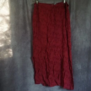Womens Skirt by CHEROKEE - 100% Rayon M Red Floral Roses Side Slits - Picture 1 of 9