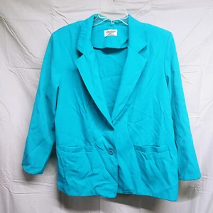 Alfred Dunner Petite Damengröße 18WP türkisfarbener Blazer mit Knopfleiste - Bild 1 von 17