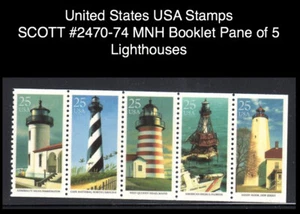 United States USA Stamps SCOTT #2470-74 MNH Booklet Pane of 5 Lighthouses - Picture 1 of 1