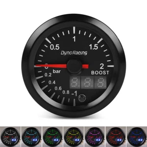 2" 52mm12V 2Bar Turbo Boost Gauge Digital Boost meter Dual Display 7 Colors LED - Picture 1 of 15