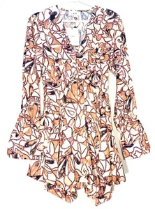 A.L.C. Salina Floral Linen Long Sleeve Mini Dress White Orange (MSRP $495) - Picture 1 of 3