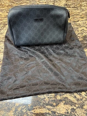 古驰GG化妆品/厕所包黑色提花/皮革 — 第 1/4 张图片