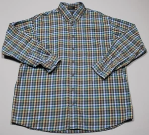 Viyella Shirt Mens XL Blue Green Plaid Button Down Cotton Wool Blend Pocket - Picture 1 of 6