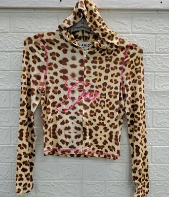 Nuevo I AM GIA Blar Sin Peso Cremallera Completa Sudadera con Capucha Estampado de Leopardo Talla Grande Foto 1 de 4