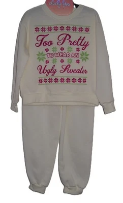 Niñas Lucky You 2 Piezas Demasiado Bonito para Usar un Feo Suéter Jogger Conjunto L 12 Foto 1 de 2