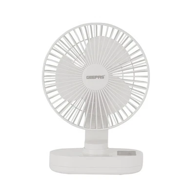 Geepas 8�� Wiederaufladbarer Ventilator AC/DC 3 Flügel Schreibtischventilator Tragbar Luftkühlung LED