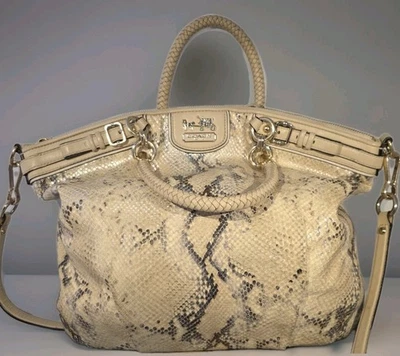 Cartera Bolso de Hombro Coach Madison Lindsey Edición Limitada Pitón Cuero Repujado Foto 1 de 4