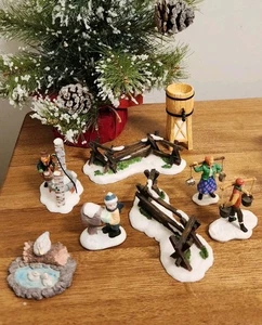 Vtg 8pc Christmas Holiday Village People Accessories Mixed Lot - Picture 1 of 16