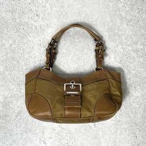 Borsa PRADA borsa tote a mano logo nylon pelle beige autentica vintage - Foto 1 di 24