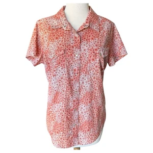 Camisa Wrangler Wrancher Para Mujer Med Rosa Floral Perla Algodón a Presión Manga Corta - Imagen 1 de 12