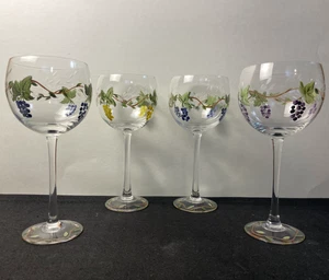 4er Set handbemalte geätzte Weingläser Weinrebe Design 8,25" Stielgläser Kelch - Bild 1 von 20