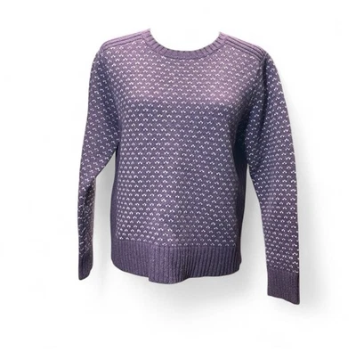 VTG LL Bean Lambswool Sweater Womens Med Purple Birdseye Knit Crewneck Pullover - Image 1 of 4