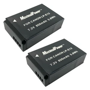 Non-OEM Battery for CANON LP-E12 LPE12 - EOS-M EOS-M100 EOS-M200 800mAh (2PK) - Picture 1 of 5